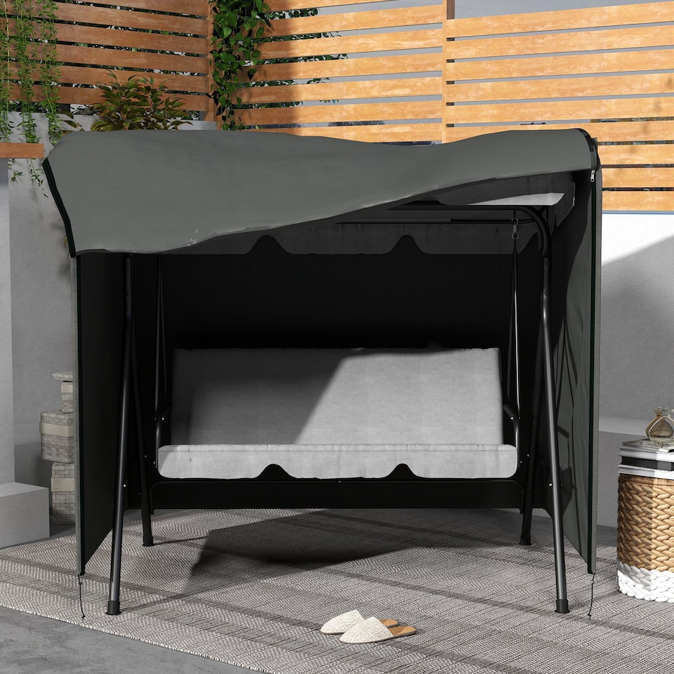 image 1 of Outsunny Garden Furniture Protector Patio Swing Chair Cover | Grey | Dark Grey | 177L x 114D x 152Hcm