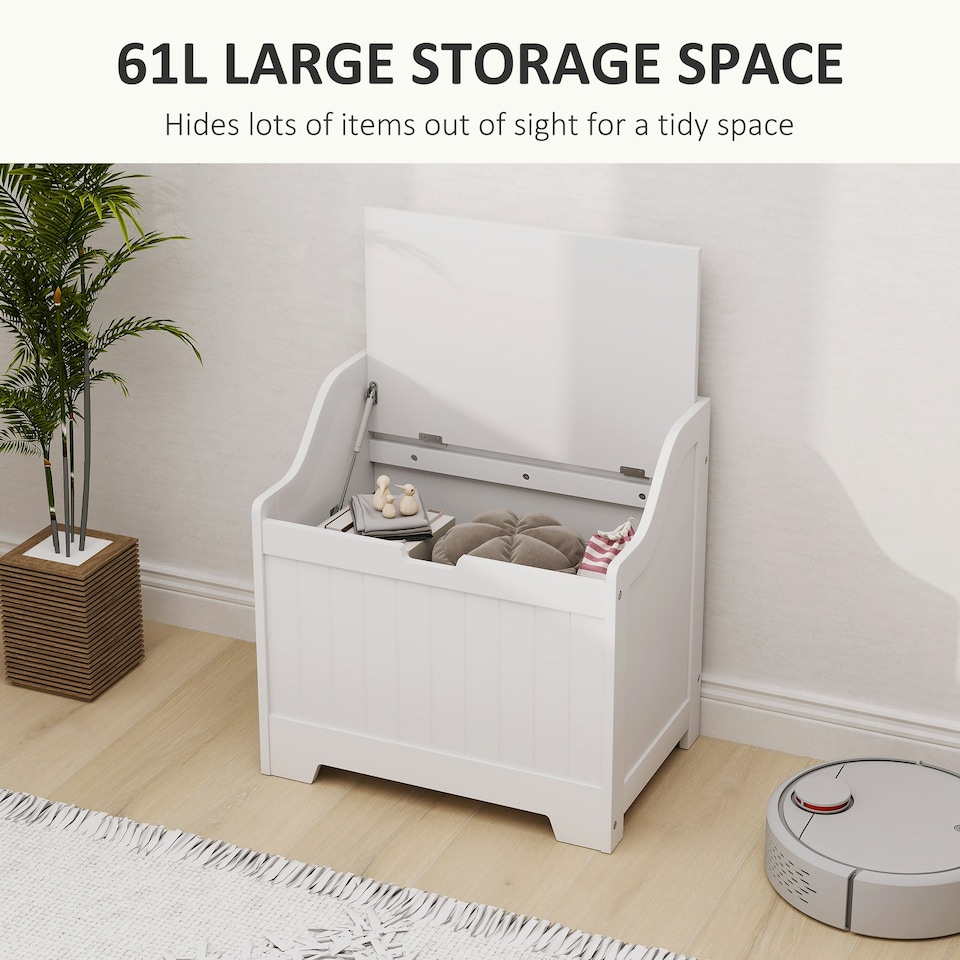 image 1 of HOMCOM Storage Trunk with Safety Hinge for Living Room, 56.4cm Grey