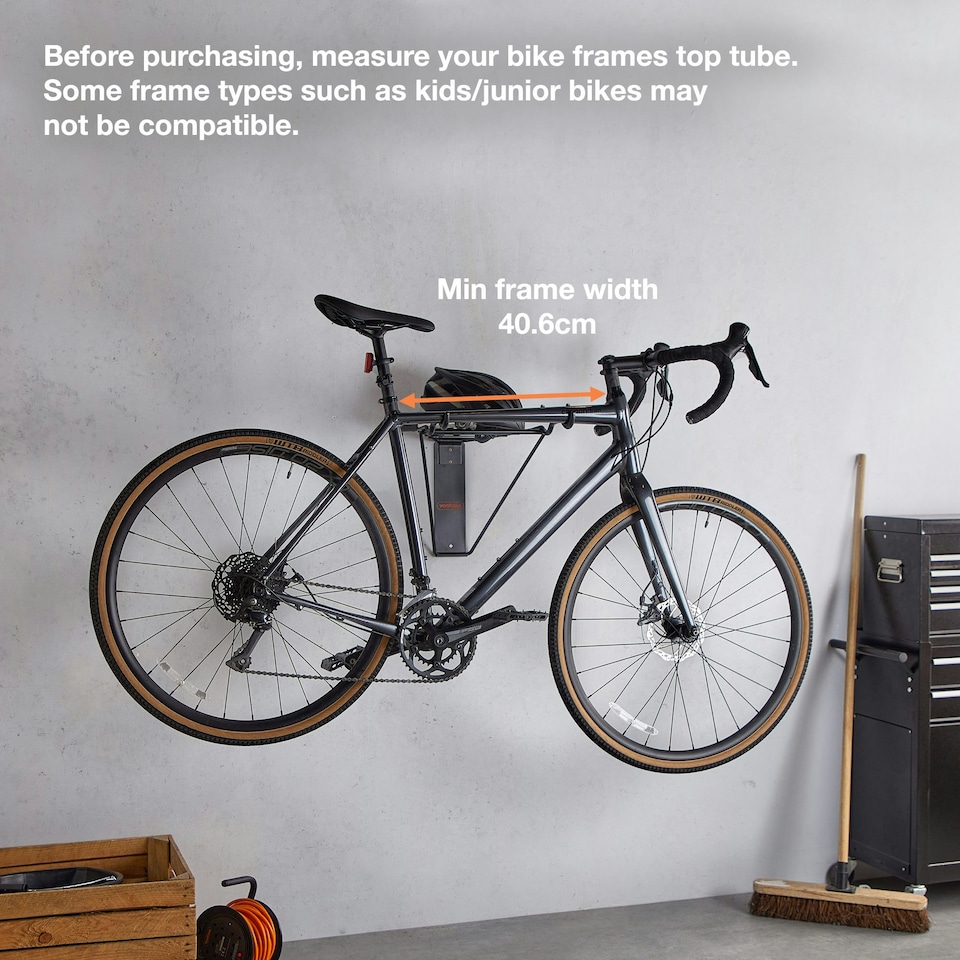 image 1 of VonHaus Wall Mounted Bike Hanger with Shelf for Garage