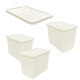 image 3 of 1 x 80L Cream Rattan Design Large Strong Spacious Home Office Container With Lid Cream
