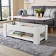image 5 of Wooden Coffee Table With Lift Up Top Storage Area and Magazine Shelf | White