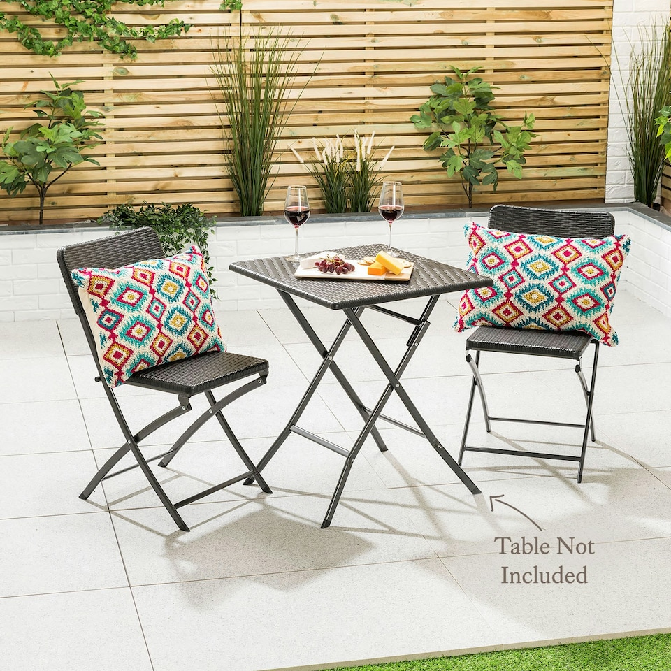 image 1 of Christow Folding Garden Chairs Rattan Effect Outdoor Camping Dining Set Of 2
