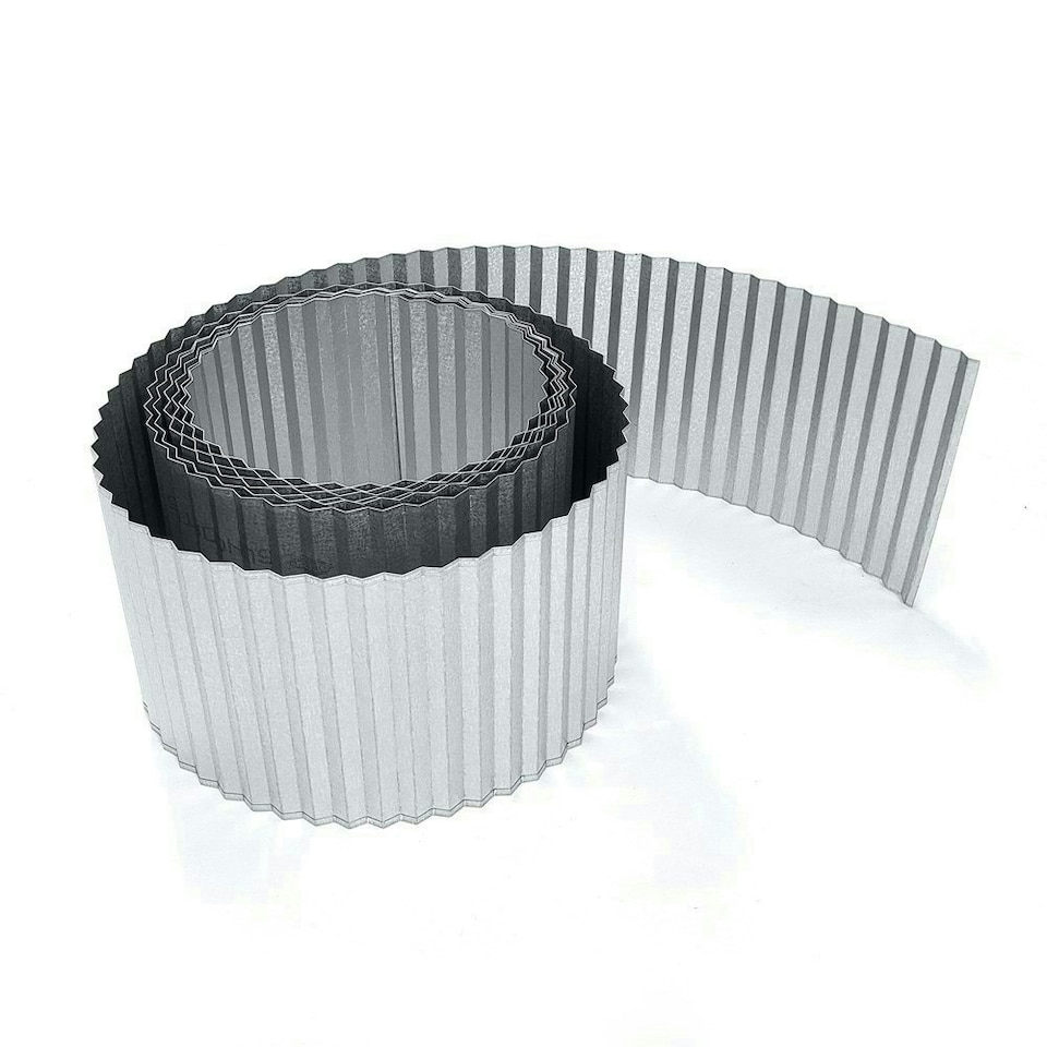 image 1 of Pack of 5 x 5m Galvanised Corrugated Lawn Edging Rolls in Silver Silver
