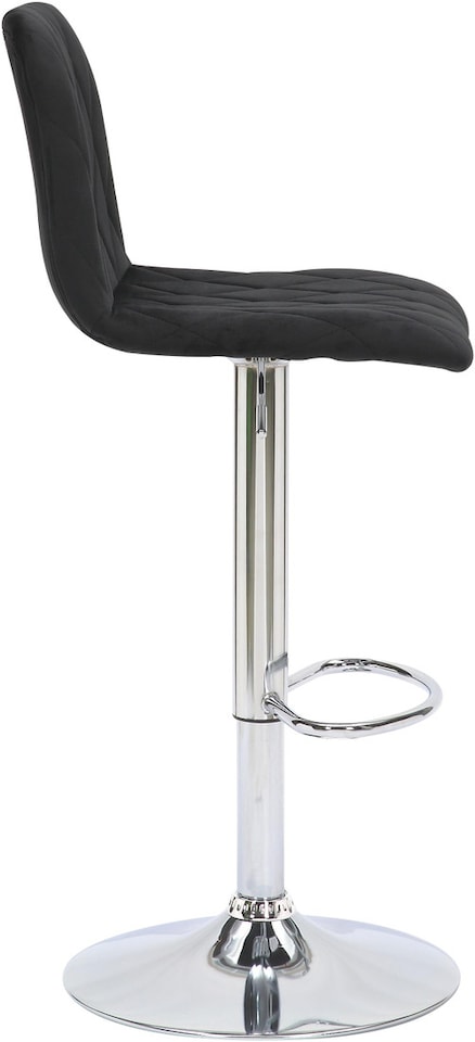 image 1 of Verona Velvet Kitchen Bar Stools, Single, Height Adjustable Gas Lift Stool With Backrest, Breakfast Bar Stool - Black