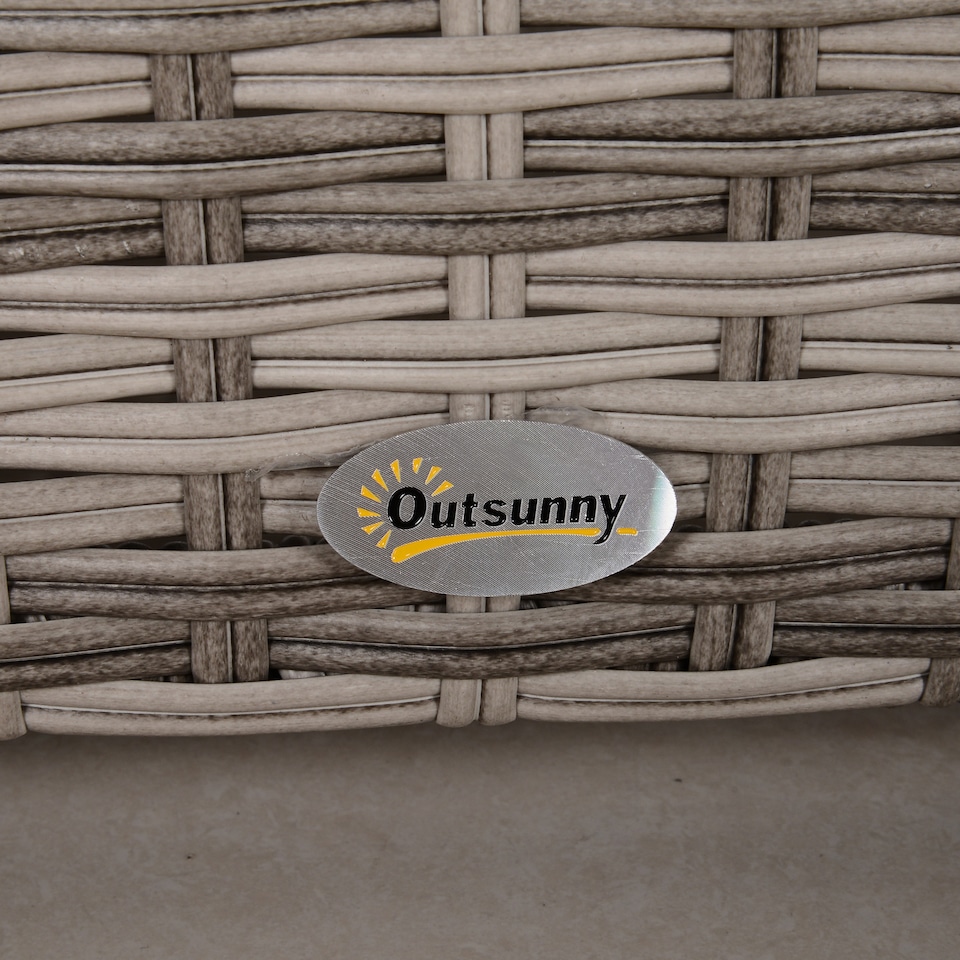 image 1 of Outsunny 8 Pieces Rattan Garden Furniture Set, Garden Corner Sofa Set with 4 Chairs, 2 Footstools, 2 Coffee Tables and Cushions, Space-Saving Design, No Assembly Required, Grey