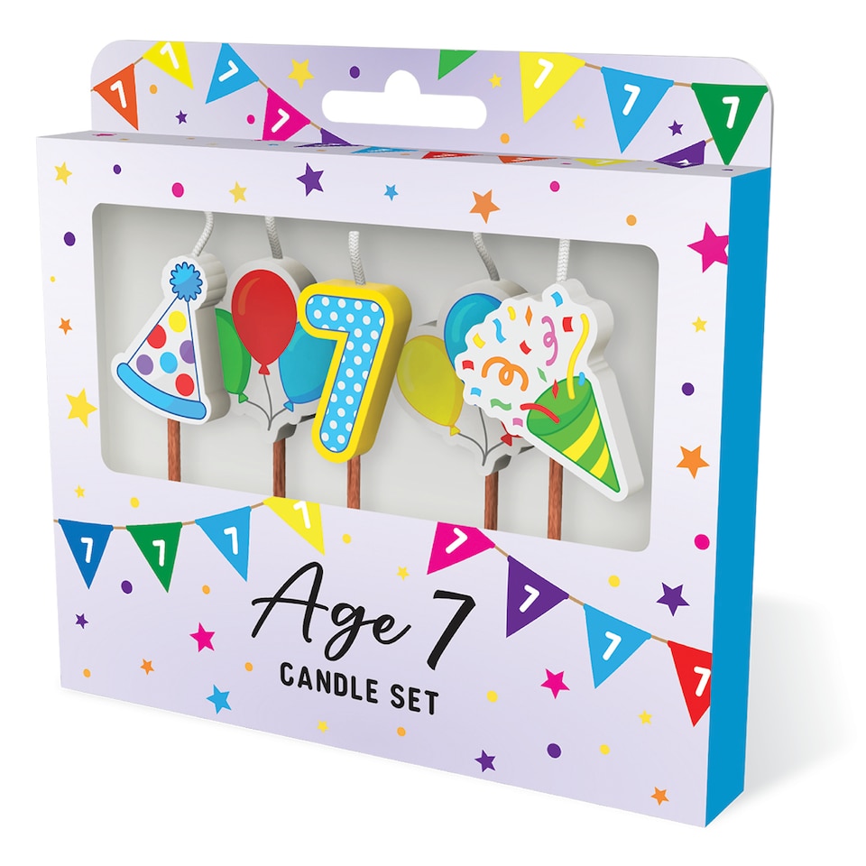 image 1 of Milestone Birthday Cake Candle Set Age 7