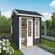 image 3 of Alex Mini-Log Cabin, Wooden Garden Room, Timber Summerhouse, Home Office - L290 x W254.1 x H245.1 cm Grey