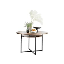 Furniturebox Adley Wooden and Black Metal Round Storage Dining Table