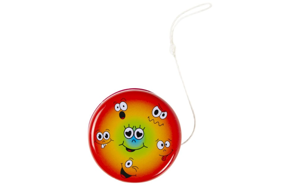 image 1 of Pack of 12 Metal Yo-Yo Emotions Theme Return Tops