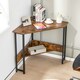 image 6 of COSTWAY Corner Desk Triangle Computer Table w/Power Outlet Brown Brown