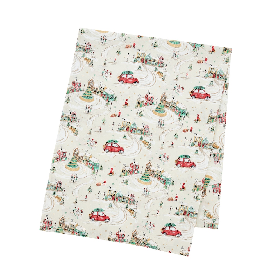 image 1 of Catherine Lansfield Christmas Town Cotton Table Cloth | Cream | Natural | 137 x 229 cm