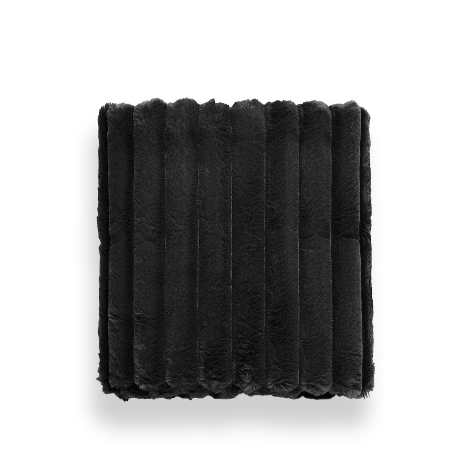 image 1 of BHS Jumbo Cord Throw with Plain Velvet Backing, Black Black | Black