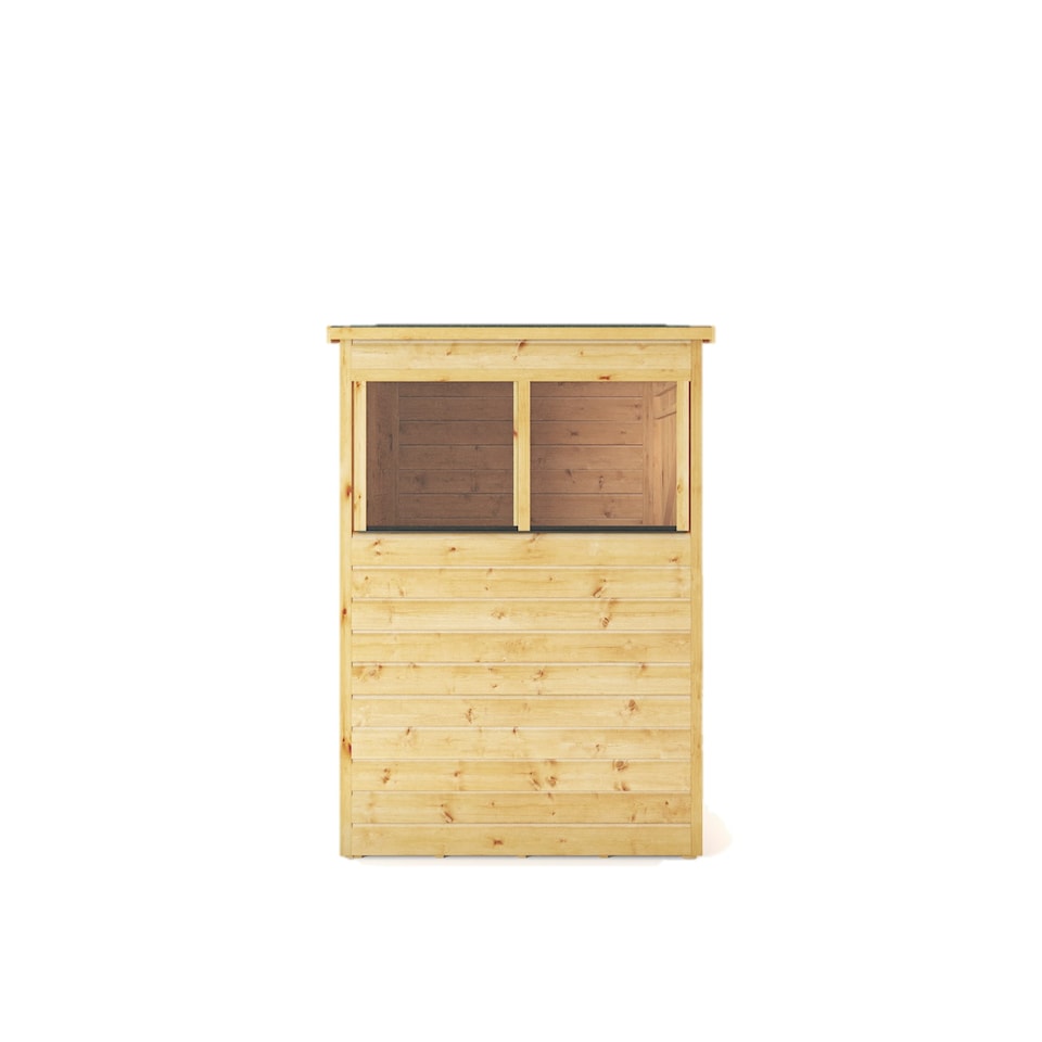 image 1 of 4 x 4 Modular Garden Shed Wooden Shiplap Pent Tongue and Groove Storage Brown