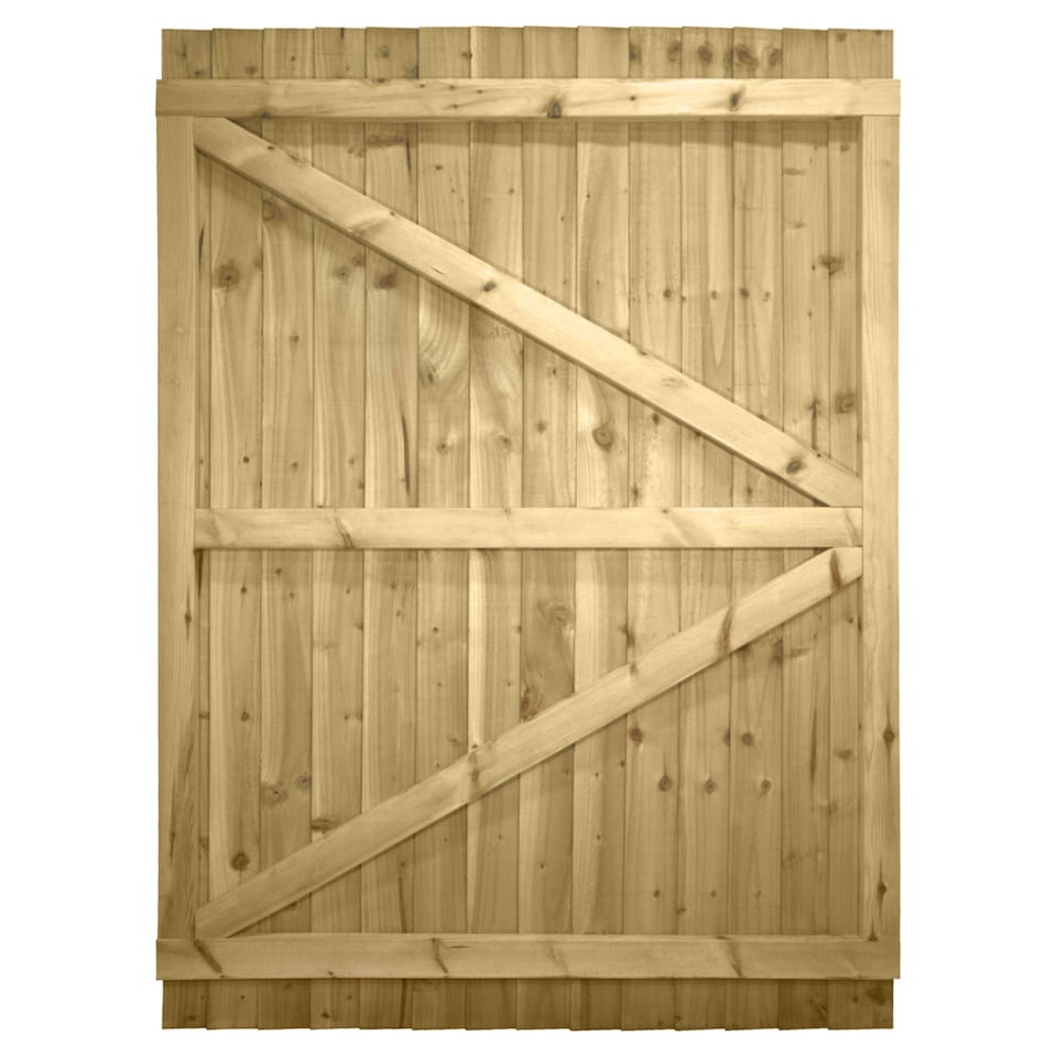 image 1 of Flat Top Wooden Garden Gate 6ft x 4.5ft Feather Edge Fully Framed Treated Door
