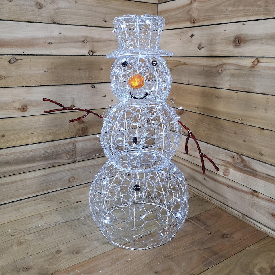 image 1 of Premier Indoor Outdoor Christmas 90cm Lit Soft Acrylic Snowman With 80 White LED