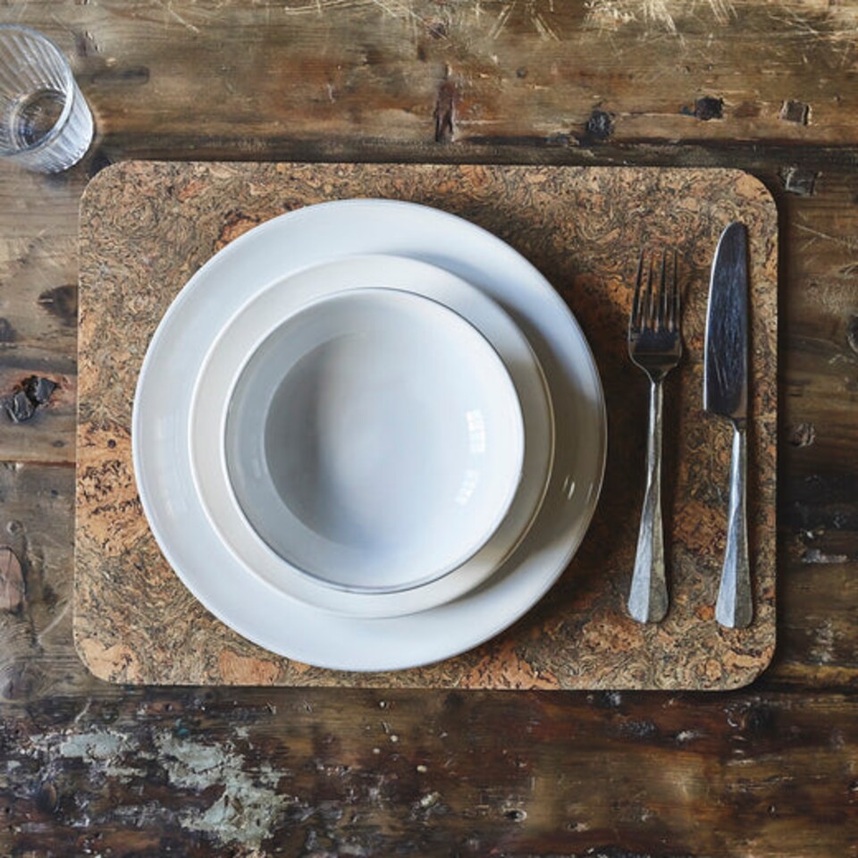 image 1 of Cooks Professional 12pc Nordic Stoneware Dinnerware Set 4 Person Plate & Bowl Setting | White