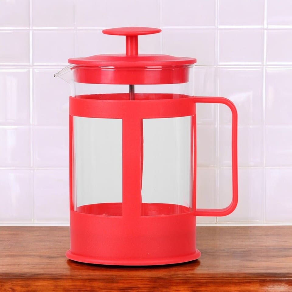 image 1 of Cafetiere Filter Coffee Tea Pot Press Brewer Maker Glass Plunger Home Kit 800ml | Red | Red