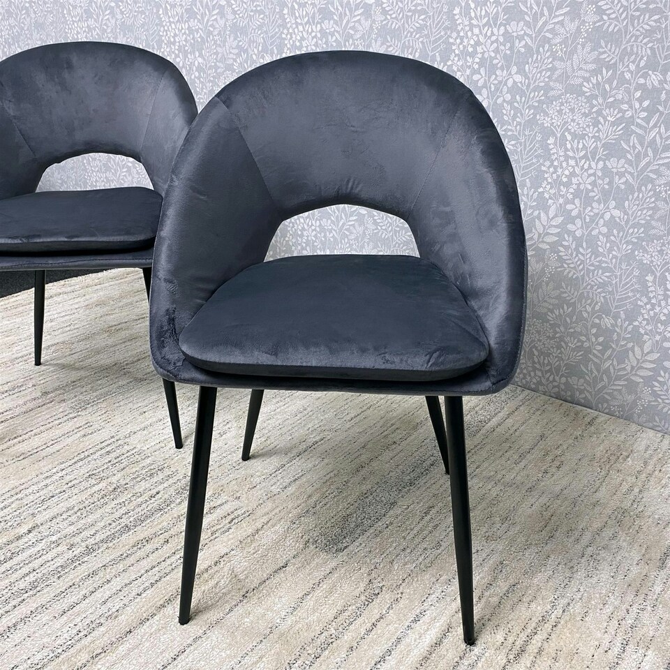 image 1 of Set of 2 Grey Velvet Dining Chair Modern Metal Legs for Living Room and Office Grey