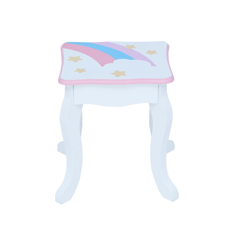 image 1 of Teamson Kids Play Vanity with Mirror, Pegs & Stool, Rainbow Unicorn