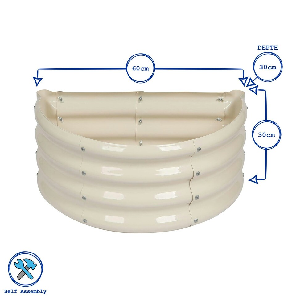image 1 of Harbour Housewares Semicircular Steel Raised Beds - 60cm x 30cm - Anthracite - 2pc