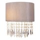 image 2 of First Choice Lighting Jewelled Silver Grey Fabric Wall Light With Clear Beaded Crystal Style Strings Silver | Clear
