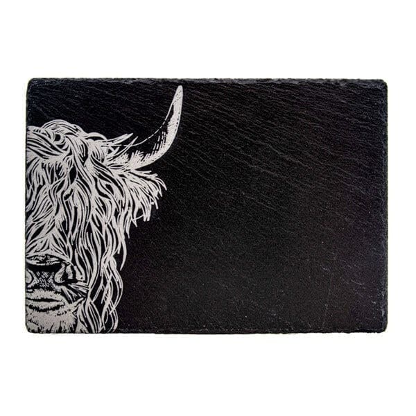 Selbrae House Slate Cheese Board - Highland Cow in Dark Grey | Size: 1 Pack