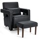 image 1 of COSTWAY Modern Accent Sofa Chair with Ottoman Upholstered Black Black