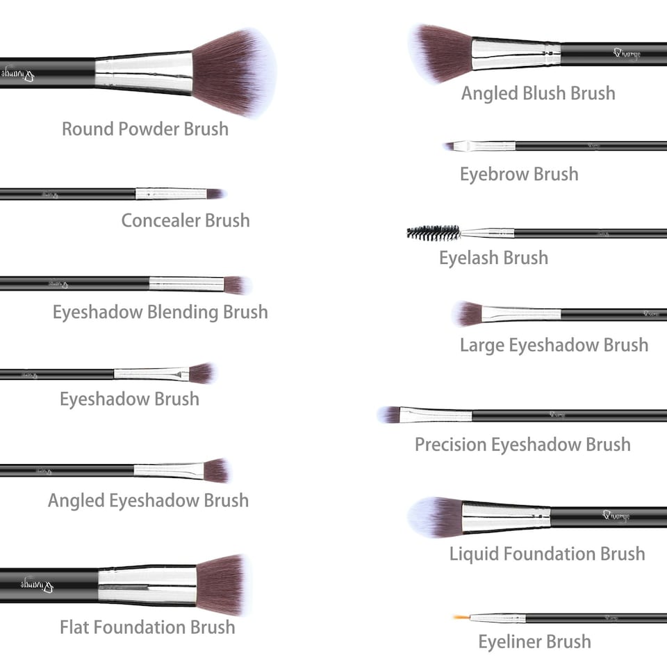 image 1 of Living and Home 12 Pcs Makeup Brush Set with Sponge & Brush Cleaner | Black