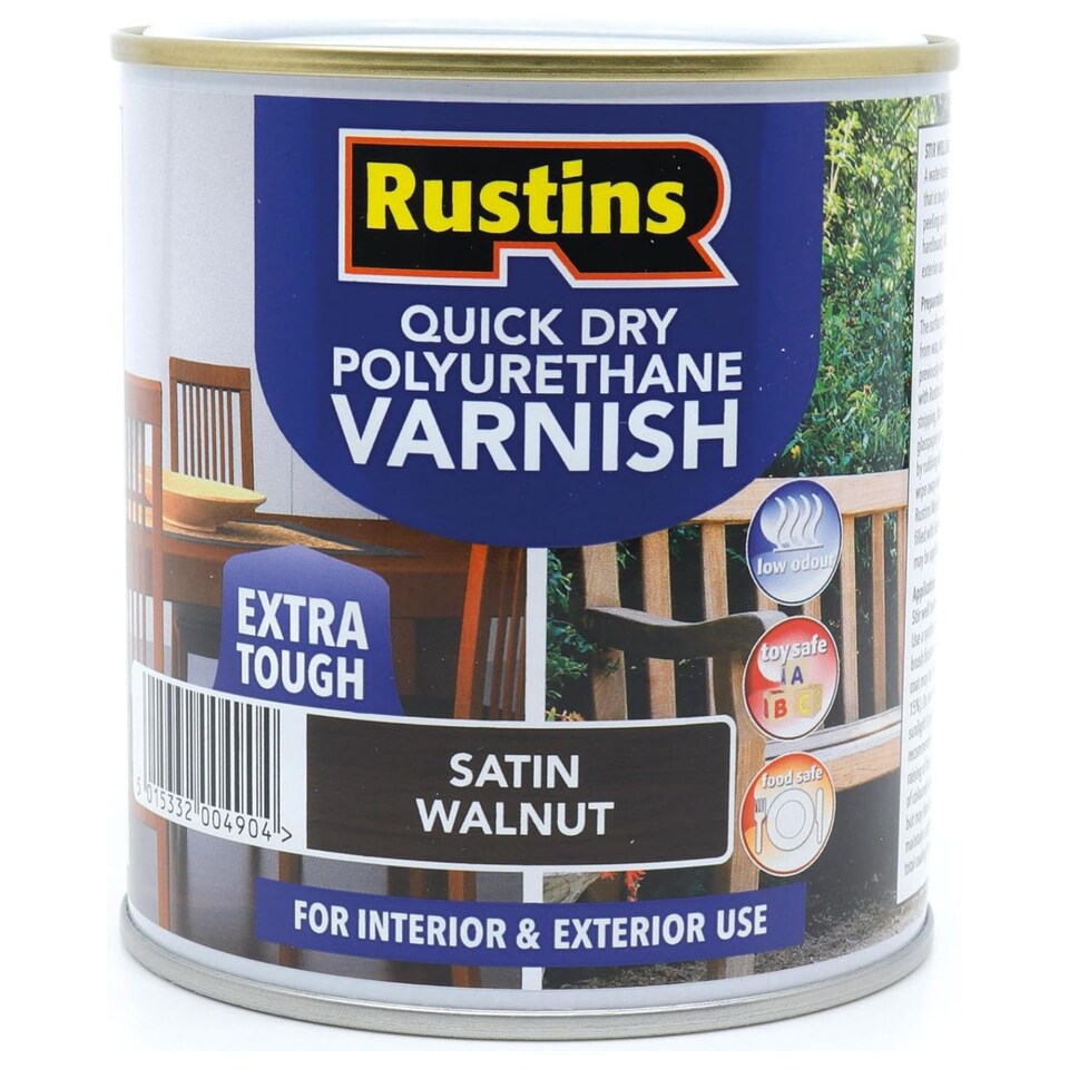 image 1 of Rustins Quick Drying Polyurethane Varnish Satin Walnut 1L