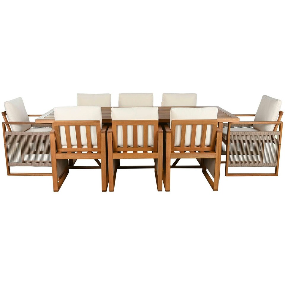 image 1 of Table set with chairs Home ESPRIT Brown Rope Eucalyptus wood 230 x 100 x 75 cm N/A