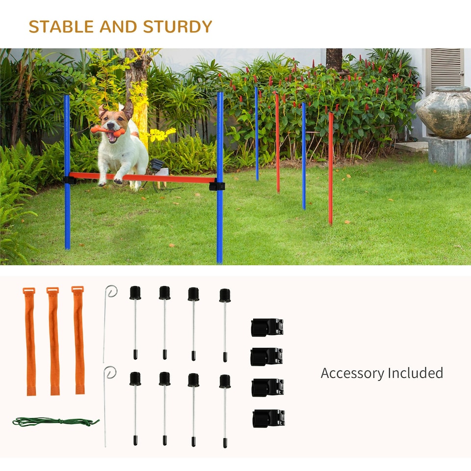 image 1 of PawHut Pet Agility Set Training Dogs Outward Outdoor Play Hurdle Jump Hoop Pole