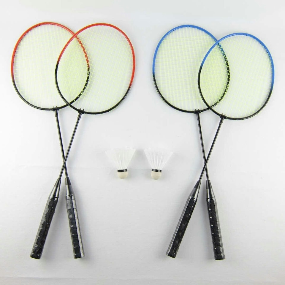 image 1 of Oypla 4 Player Garden Badminton Set w/ Racket, Net, Shuttlecocks & Carry Bag