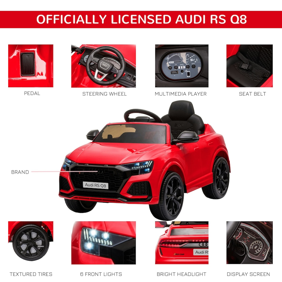 image 1 of HOMCOM Audi RS Q8 6V Kids Electric Ride On Car Toy w/ Remote Control Red