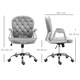 image 7 of Vinsetto Office Chair Velour Diamond Tufted Padded Ergonomic 360° Swivel Grey