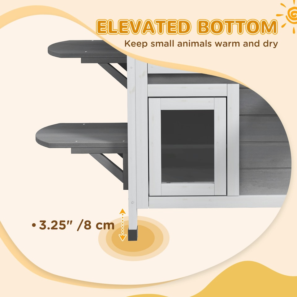 image 1 of PawHut Wooden Cat House Cat Cave Pet Shelter Condos Outdoor Grey