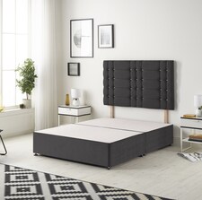 Astoria Divan Bed Base with 30 Inch Diamonte Button Headboard Plush Velvet | Black | Black | Single
