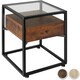 image 6 of Nightstand with glass surface and drawer Brown | Dark Wood