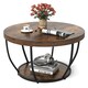 image 1 of COSTWAY 2-Tier Round Coffee Table 80cm Tea Cocktail Table Brown
