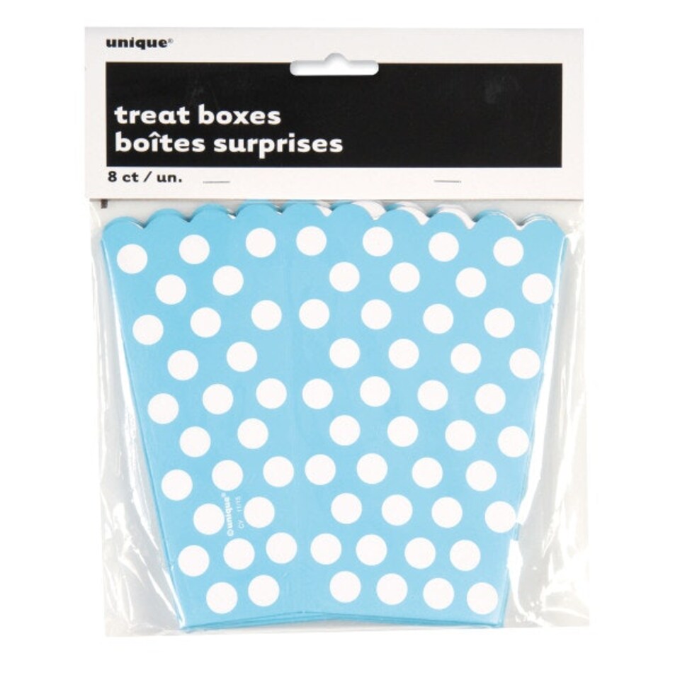 image 1 of Pack of 8 Powder Blue Dots Treat Boxes