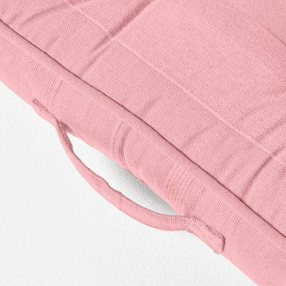 image 1 of Homescapes Rajput Ribbed Cotton Floor Cushion Pink Pink