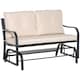 image 2 of Outsunny 2-Person Outdoor Loveseat Glider Bench Rocking Chair for Patio, Garden, Yard, Porch with Armrest and Cushions, Khaki