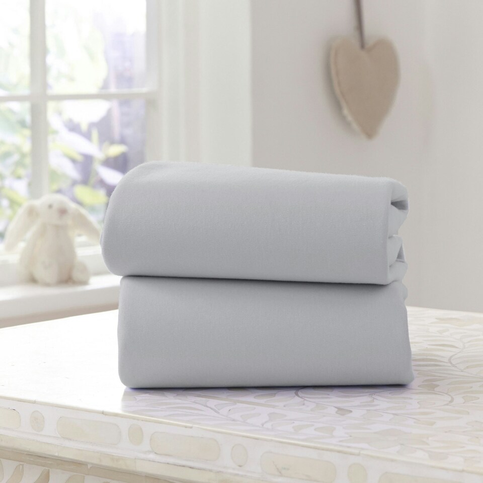 image 1 of Clair de Lune 2 Pack Pram/Crib Sheets - Grey