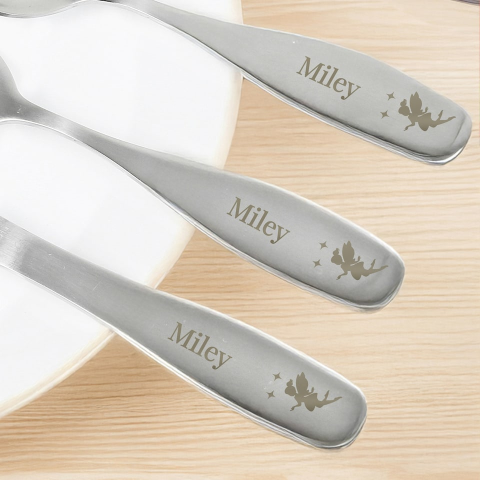 image 1 of Personalised Fairy Princess 3 Piece Cutlery Set