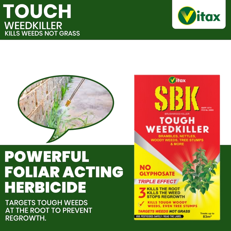 image 1 of Vitax SBK Brushwood Killer 250ml Tough Weedkiller for Brambles Nettles Tree Stumps & Woody Weeds Fast-Acting
