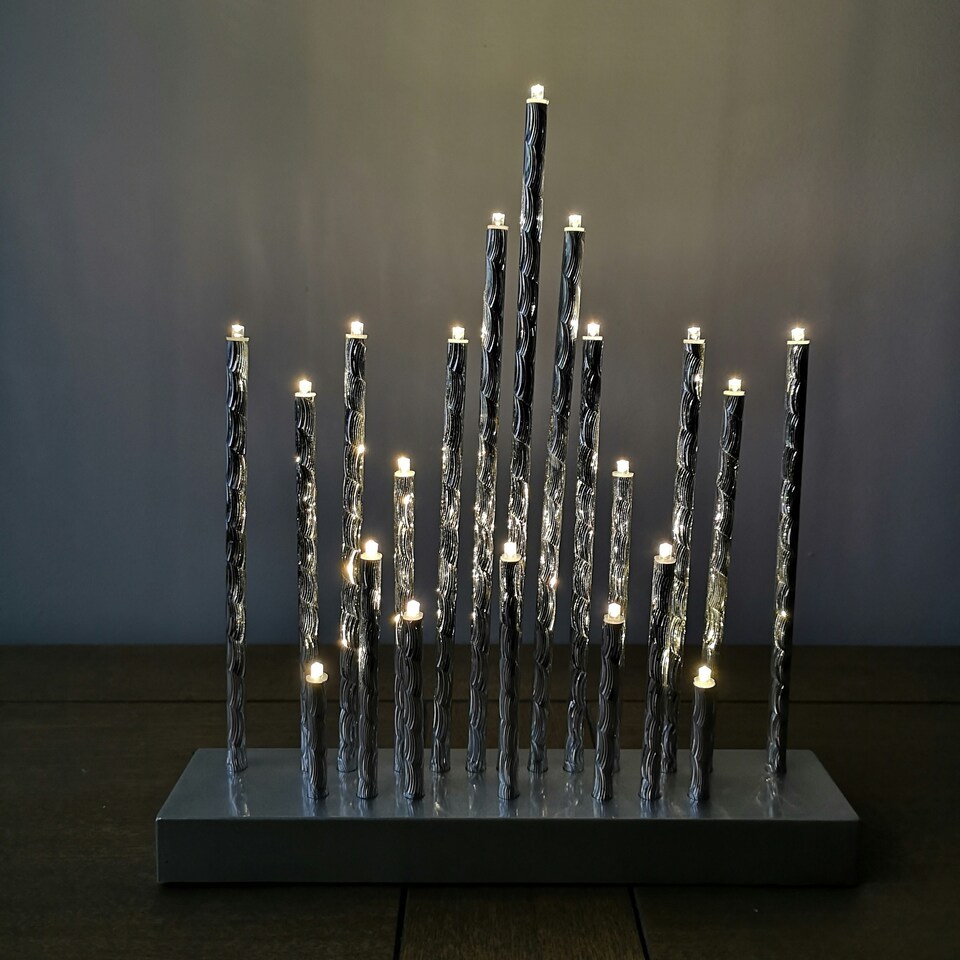 image 1 of 27cm Premier Christmas Candlebridge with 20 LEDs in Silver  Aluminium Battery Operated