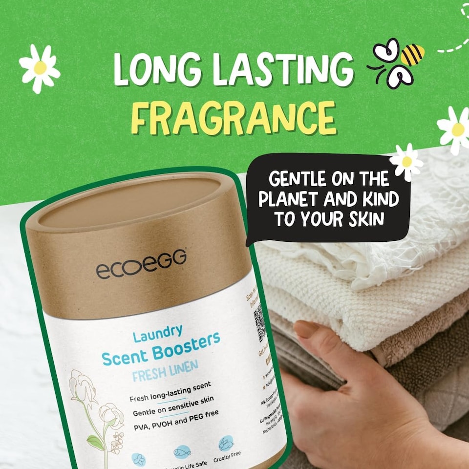 image 1 of Ecoegg Laundry Scent Boosters - Fresh Linen Twin Pack (2 x 250g) – Long Lasting Fragrance, Plastic-Free, PEG-Free, No Microplastics