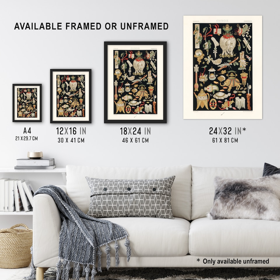 image 1 of Chinese Ornamental Objects Racinet Vintage Wall Art Poster Print 12X16"