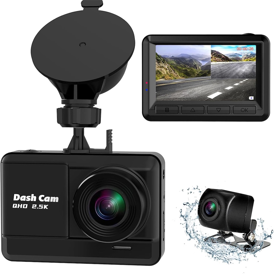 image 1 of Orskey Q5 Dash Camera with Rear Camera Black