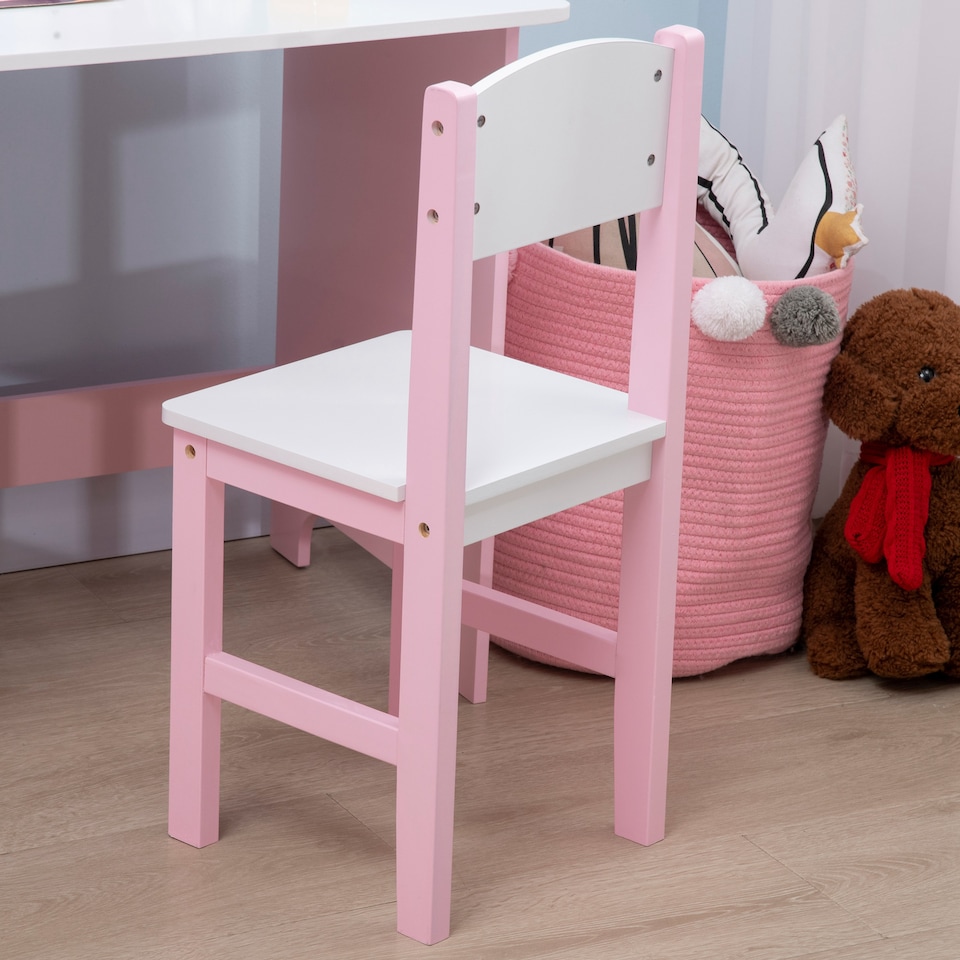 image 1 of HOMCOM Kids Table and Chair Set 2 PCs Table and Chair Set w Whiteboard | Pink
