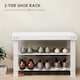 image 3 of HOMCOM Bamboo Shoe Bench, 3-Tier Shoe Storage Bench with Slatted Shelves for Entryway Hallway, Holds 6 Pairs, White | White | White